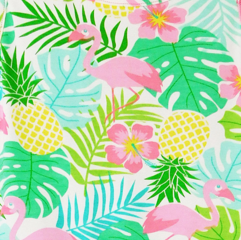 AnnLoren Little Big Girls Pink Flamingo Palm Tree Kids Swing Tropical Dress Spring Summer