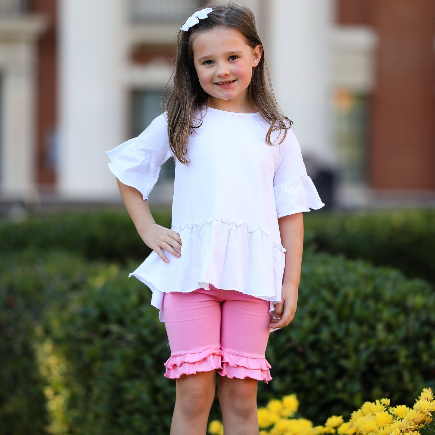 AnnLoren Little Toddler Big Girls' Angel Sleeve White Boutique Ruffle Top Shirt Clothing Sizes 2/3T - 7/8