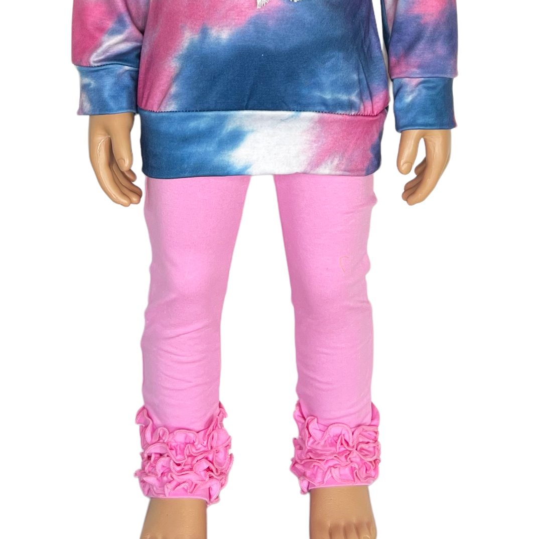 AnnLoren Baby Girls Big Girls Boutique Pink Ruffle Butt Leggings Set