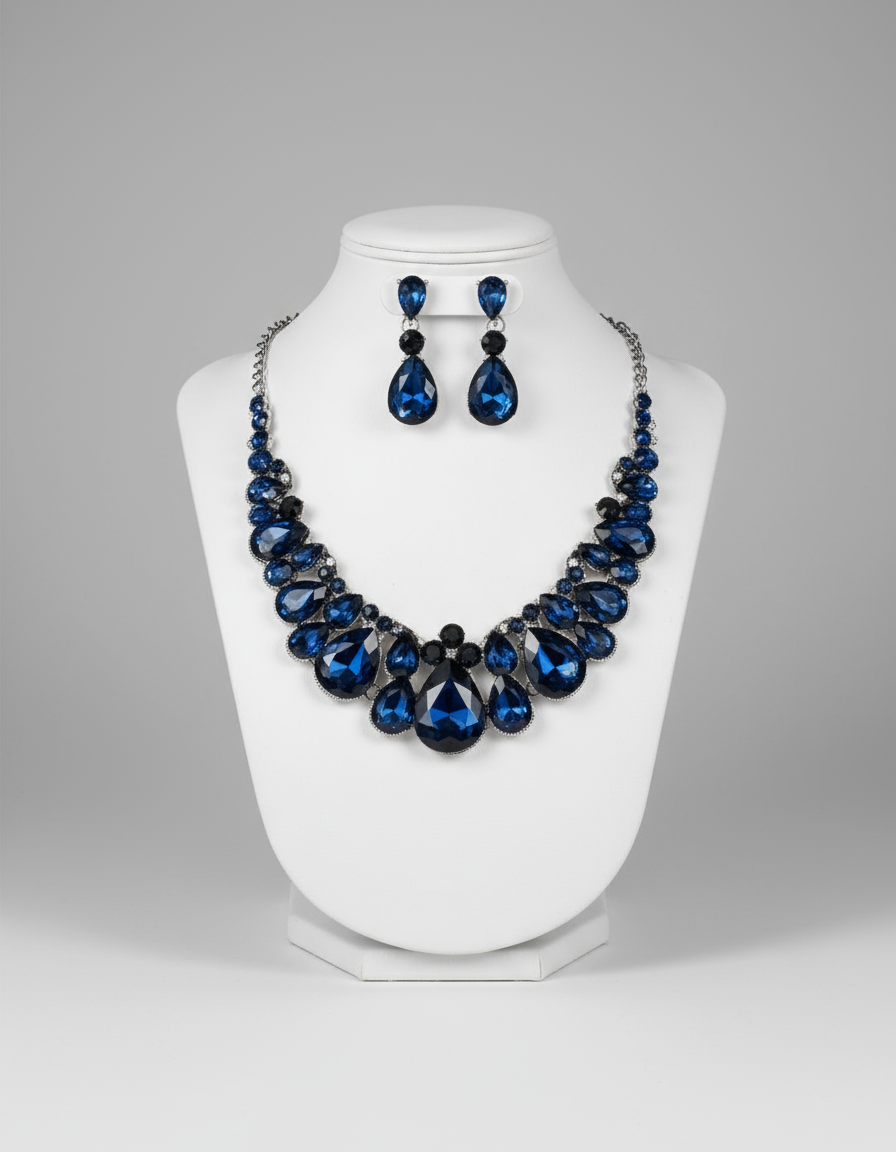 Calla Collection TR-362 Elegant Big Stone Centerpiece Statement Necklace Set