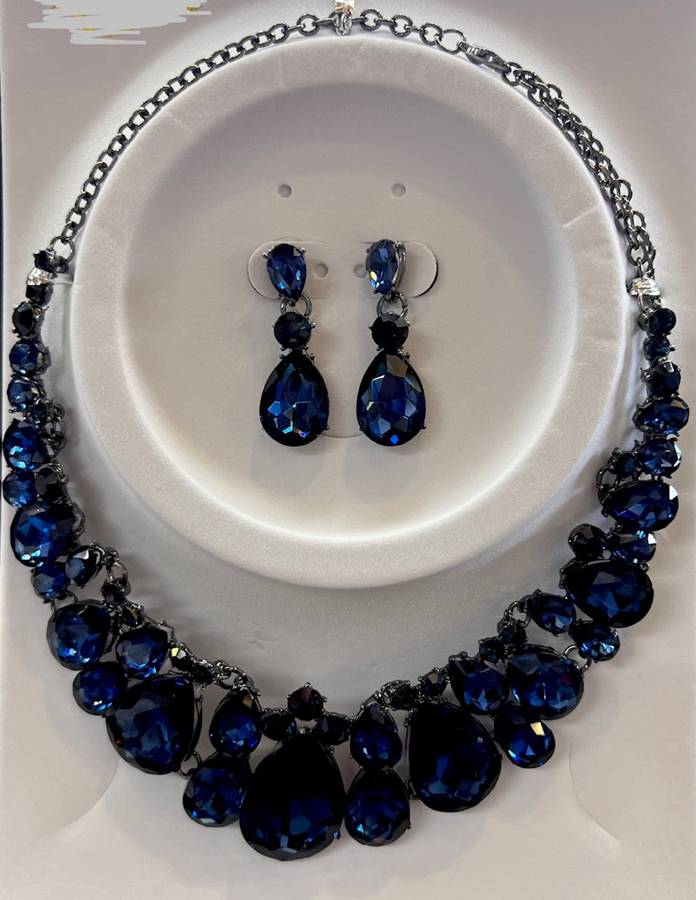 Calla Collection TR-362 Elegant Big Stone Centerpiece Statement Necklace Set