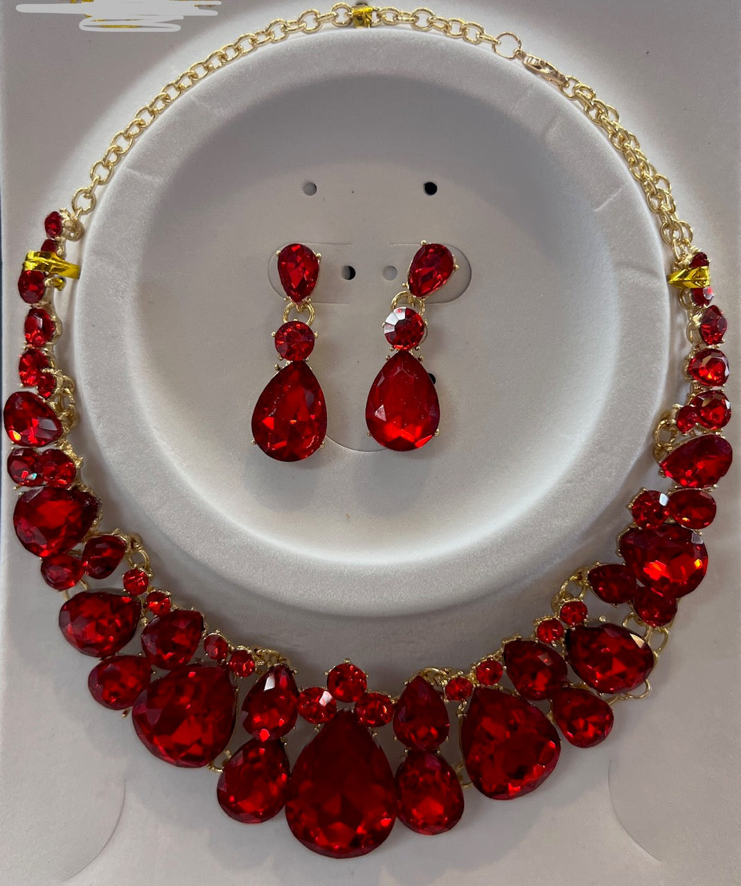 Calla Collection TR-362 Elegant Big Stone Centerpiece Statement Necklace Set