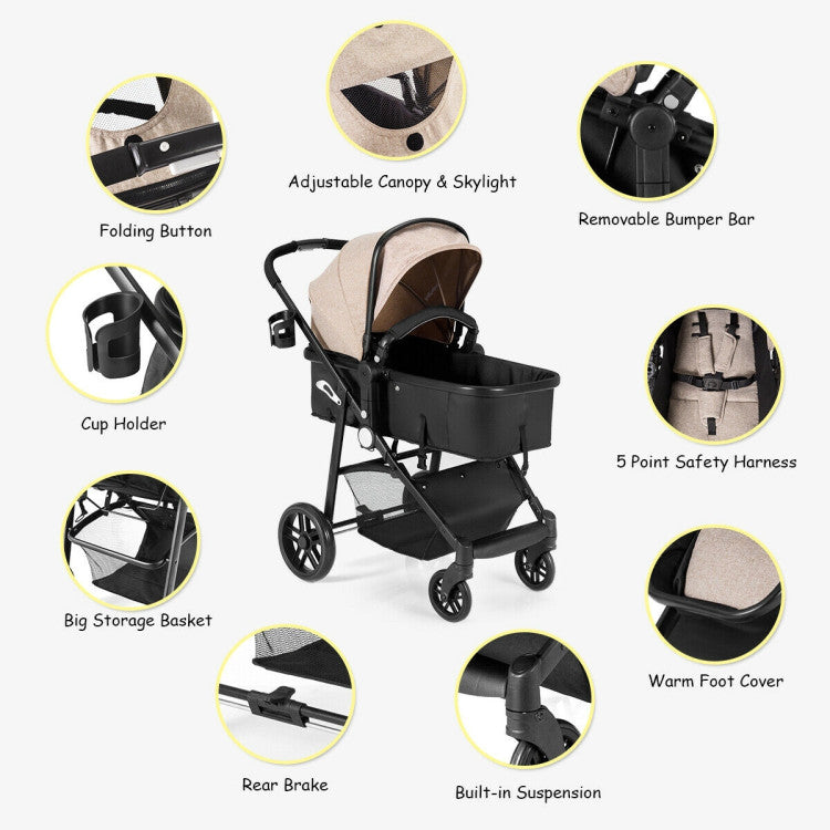 Baby Joy 2-in-1 Foldable Pushchair