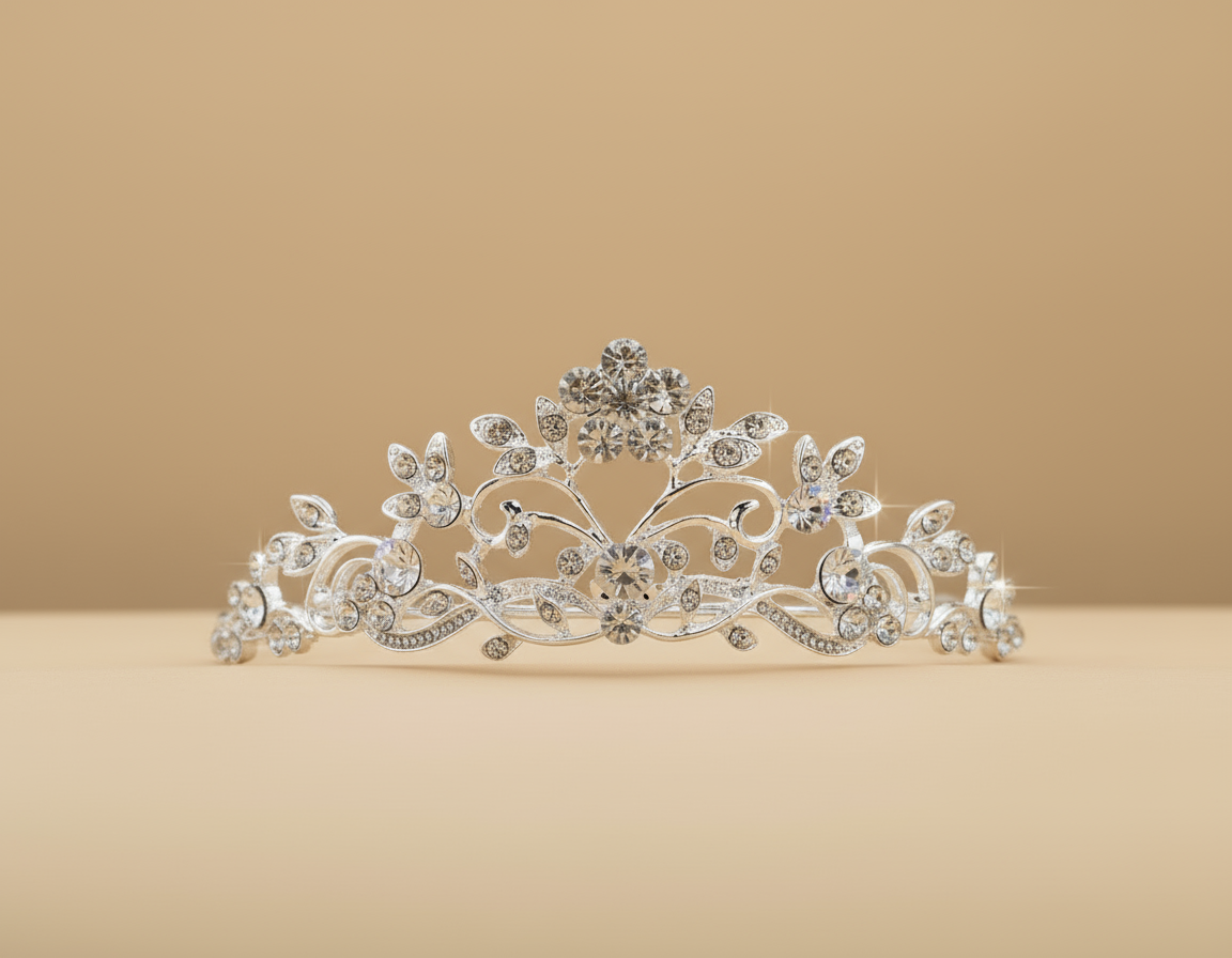 Silver TR-511 jewelry piece from Calla Collection, showcasing intricate design and shiny finish on a plain background.