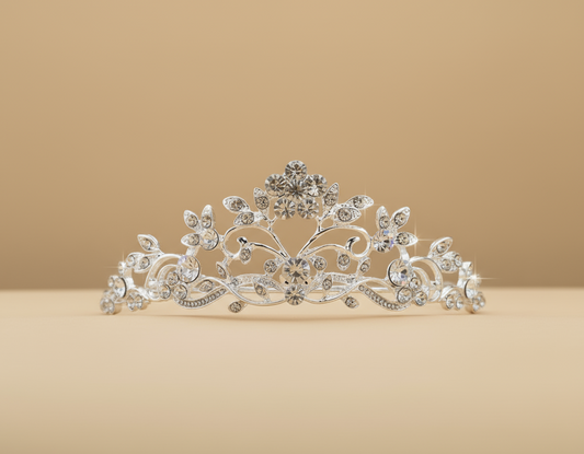 Silver TR-511 jewelry piece from Calla Collection, showcasing intricate design and shiny finish on a plain background.
