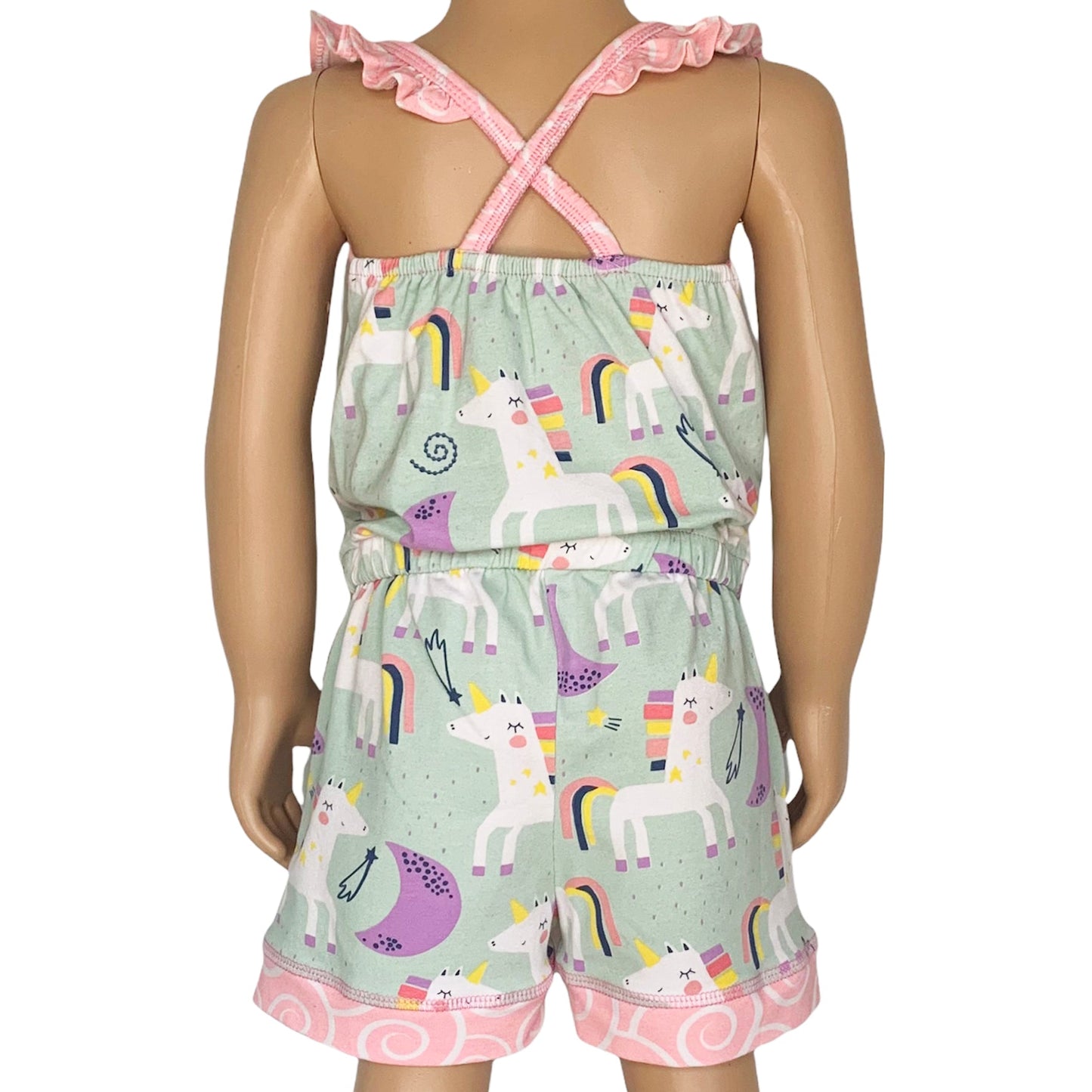 AnnLoren Little & Big Girls Jumpsuit Magical Unicorn Rainbows Spring Romper