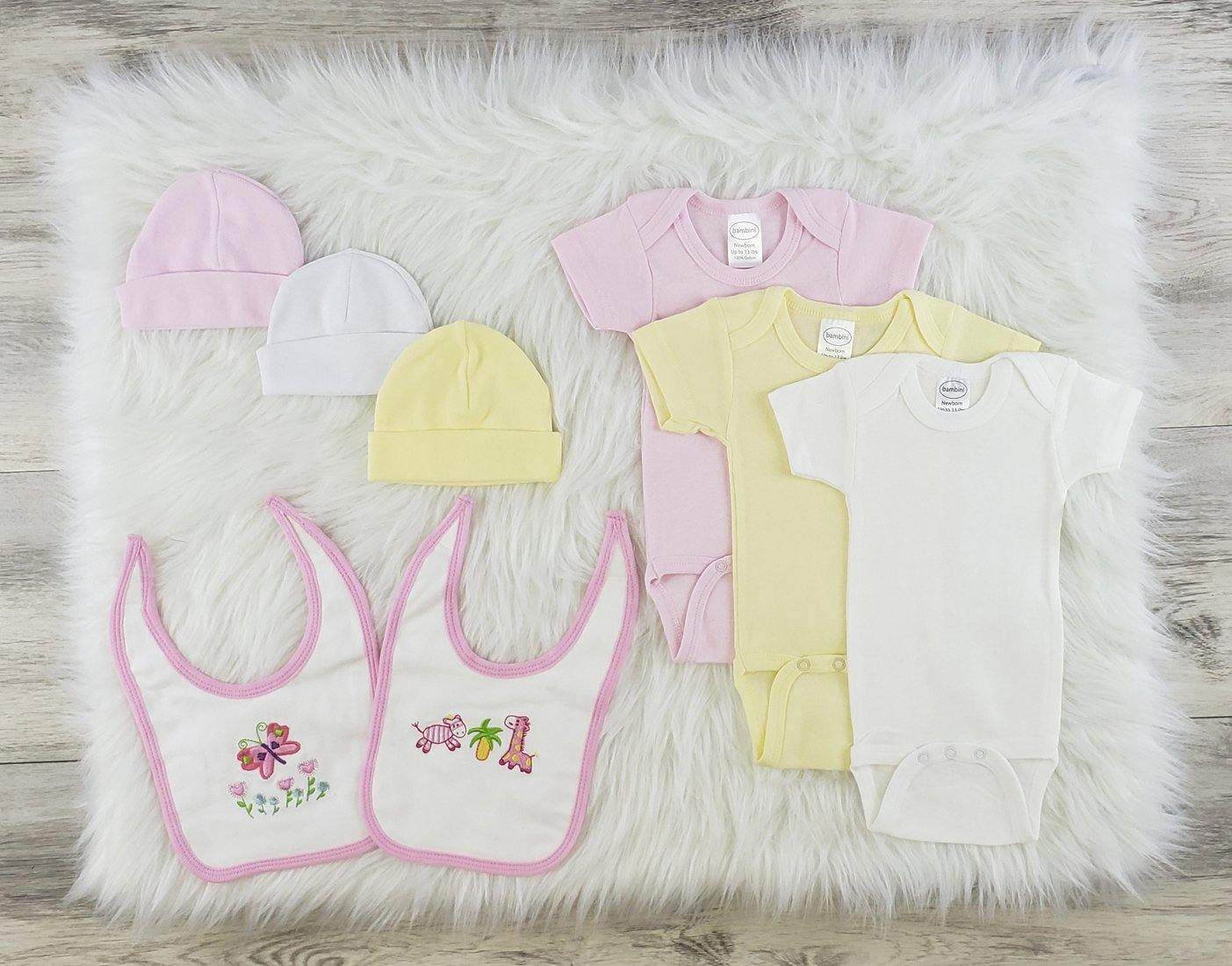 Bambini 8 Pc Layette Baby Clothes Set (NB,S,M,L)-Bambini-Baby Clothes,Baby Clothing Set,Baby Gown,Layette Sets