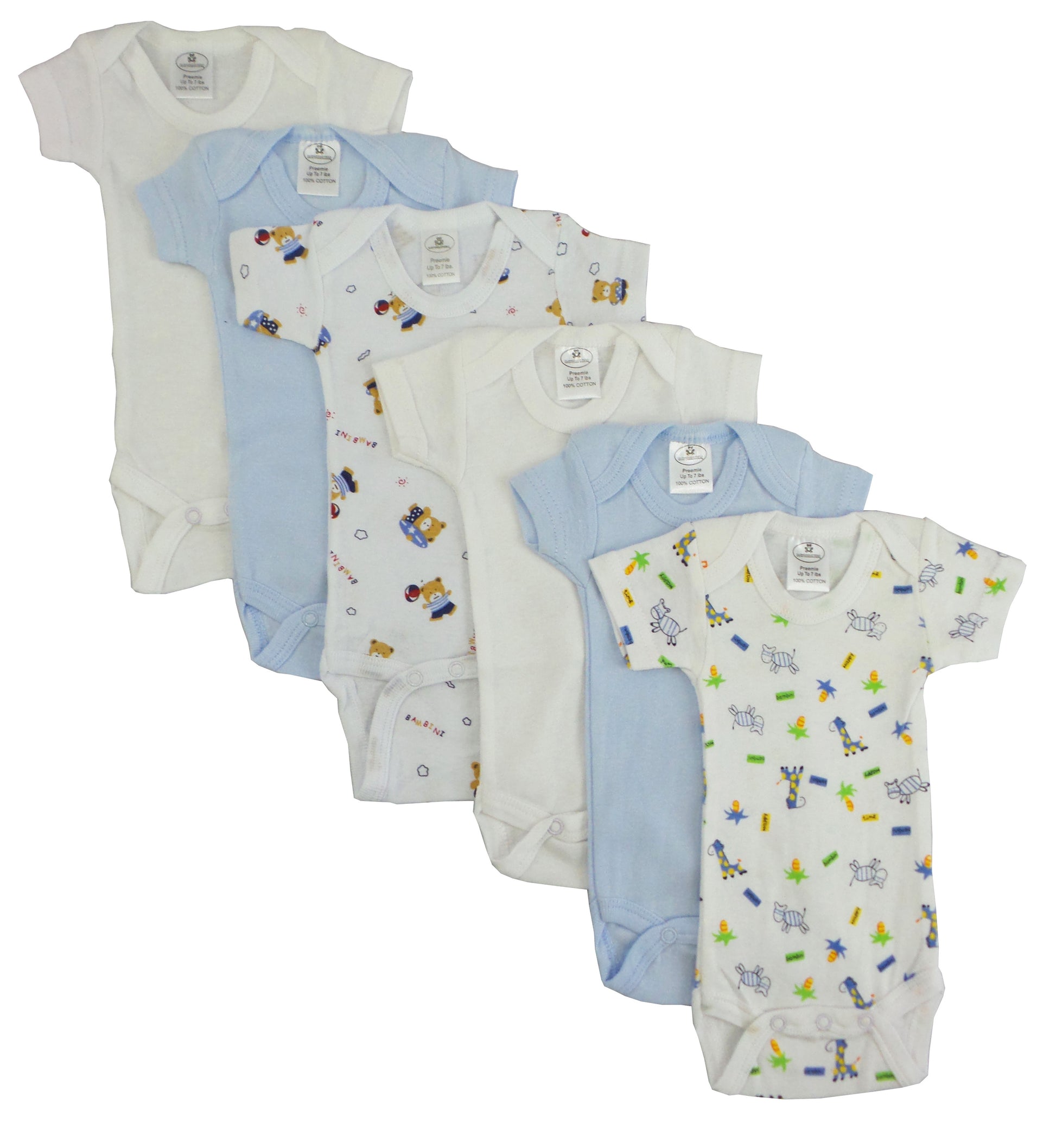 Preemie Boys Short Sleeve Printed 6 Pack 004P_004P