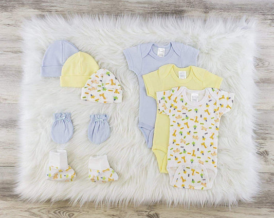 Bambini 8 Pc Layette Baby Clothes Set (NB,S,M,L)-Bambini-Baby Clothes,Baby Clothing Set,Beanies,Bibs,Layette Sets,Onesies