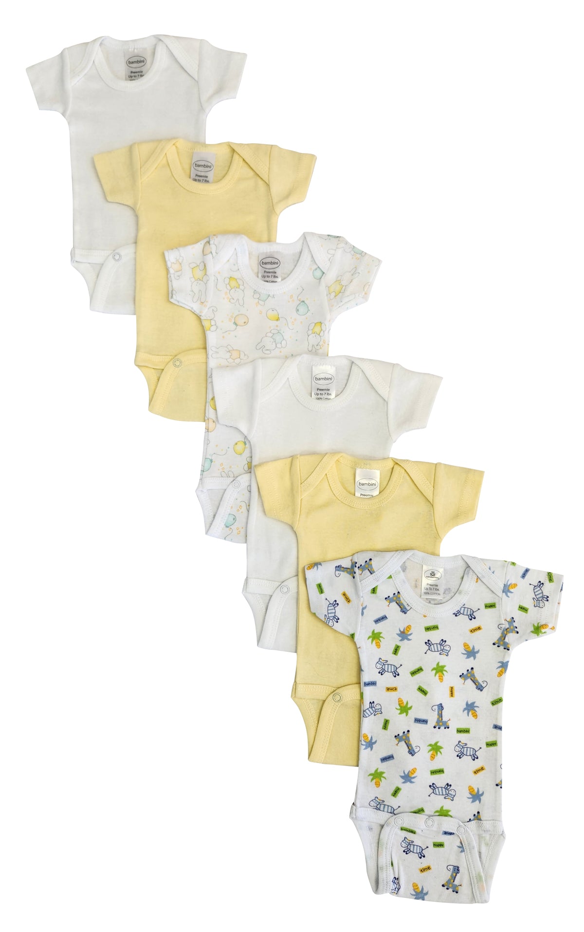 Baby Boy, Baby Girl, Unisex Short Sleeve Onezies Variety (Pack of 6) NC_0241