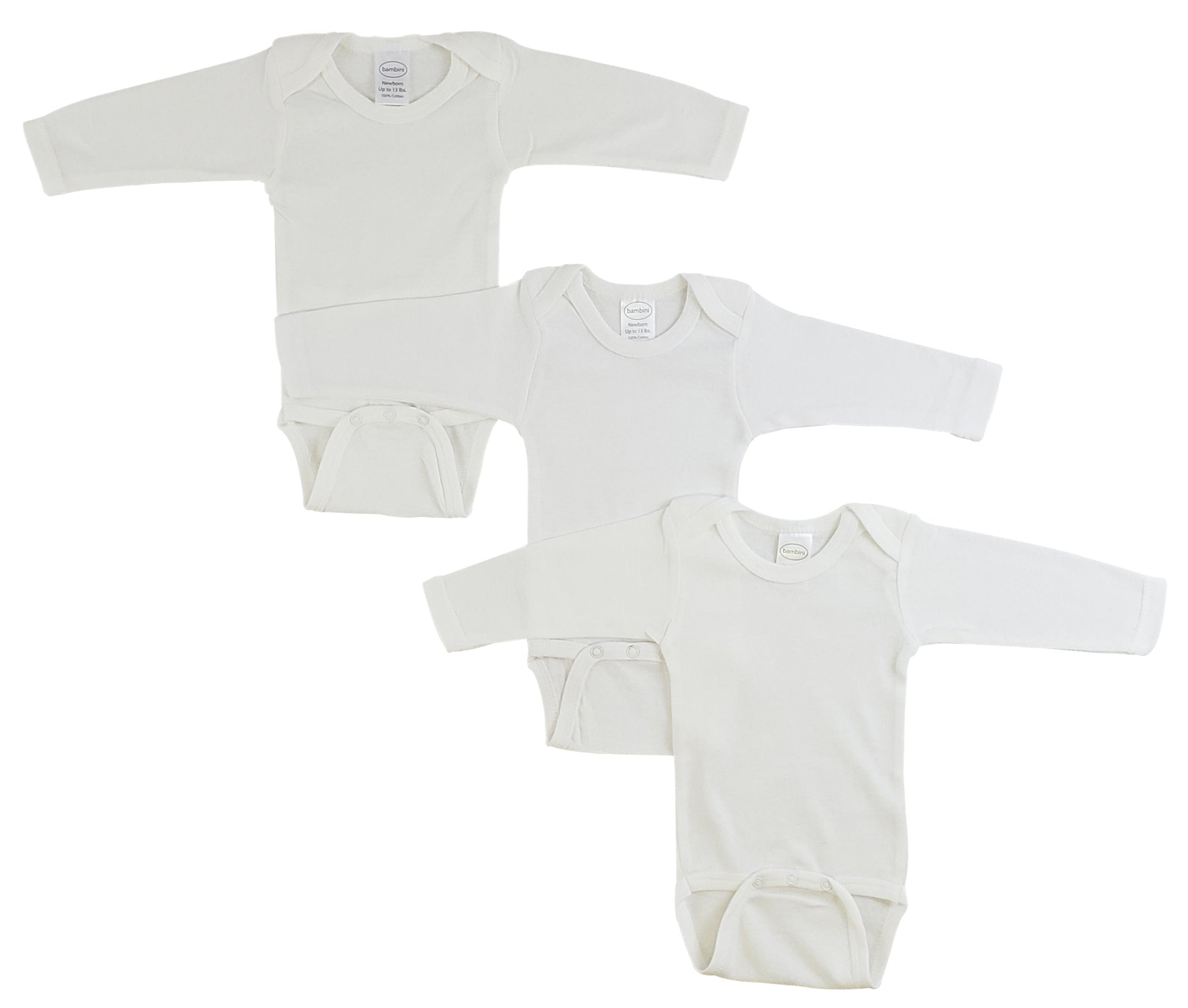 Long Sleeve White Onezie 3 Pack 009Pack