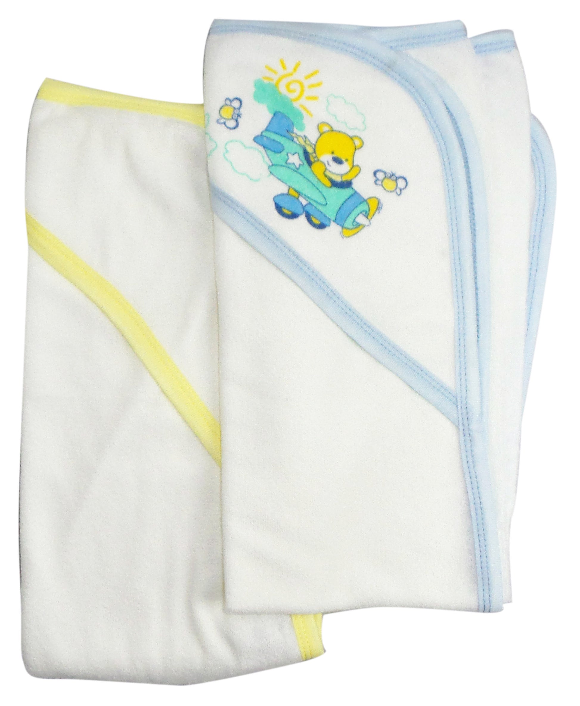 Infant Hooded Bath Towel (Pack of 2) 021B-Blue-021B-Yellow