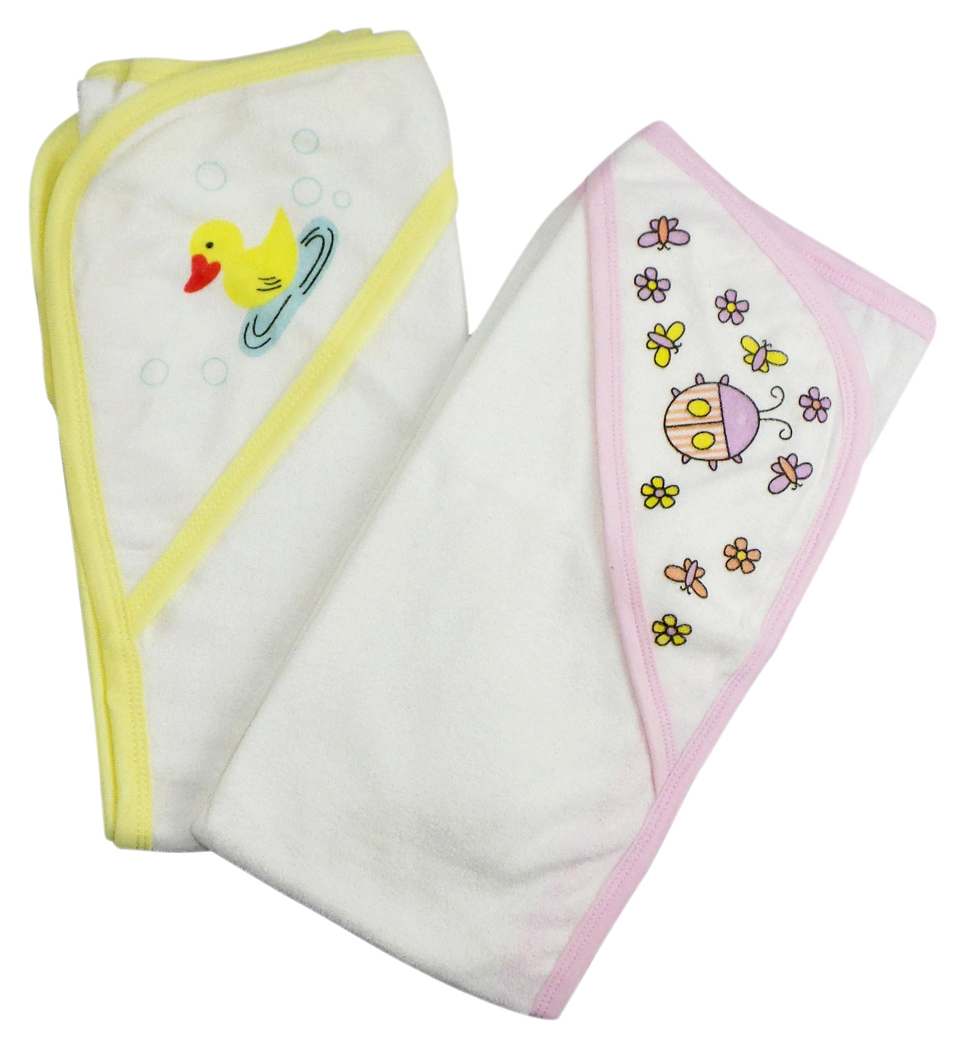 Infant Hooded Bath Towel (Pack of 2) 021-Pink-021-Yellow