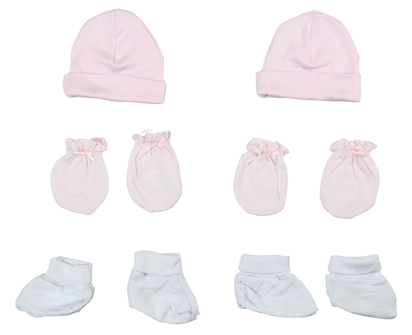 Girls Cap, Booties and Mittens 6 Piece Layette Set LS_0052