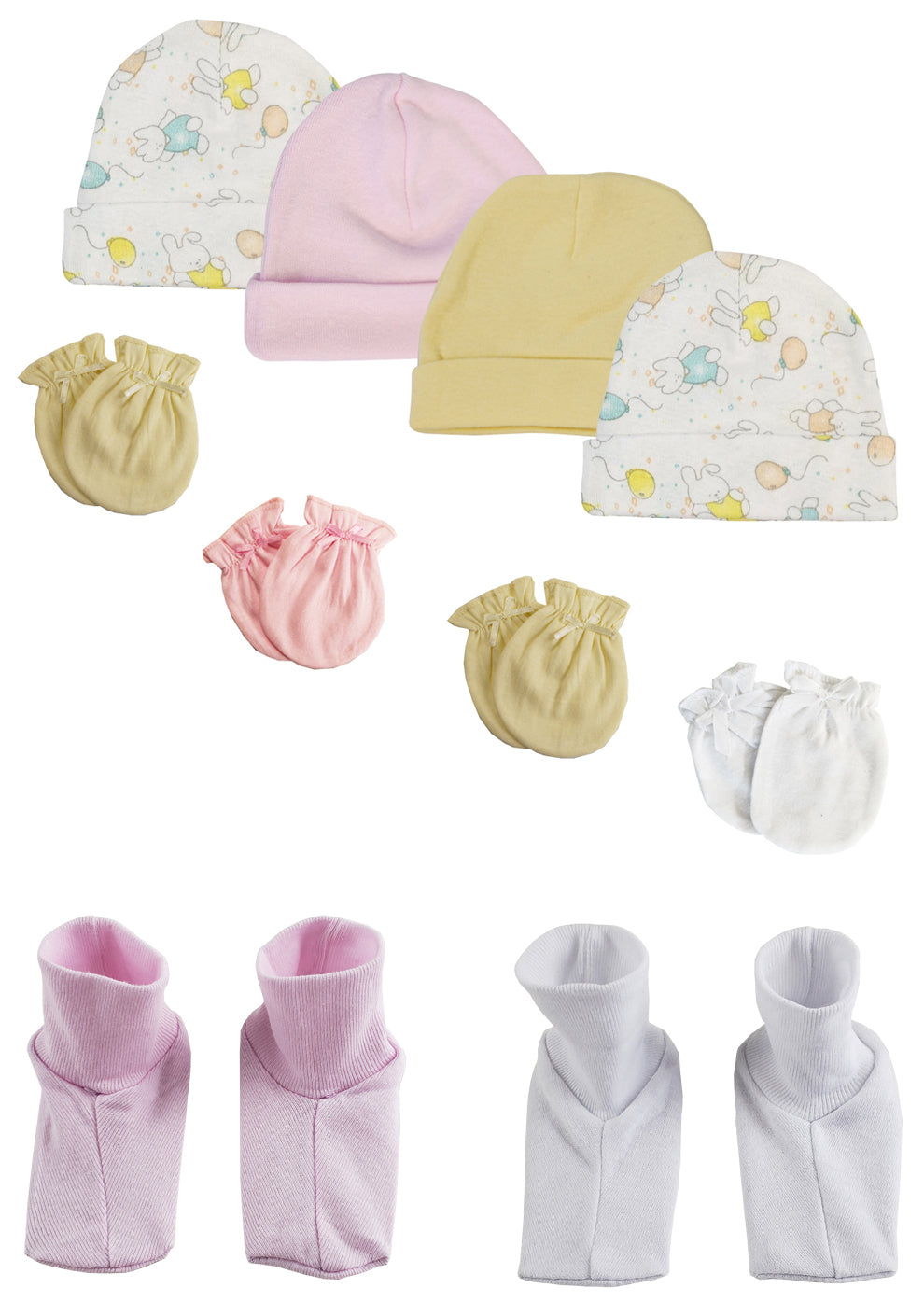 Girls Baby Caps, Booties and Mittens (Pack of 10) NC_0271