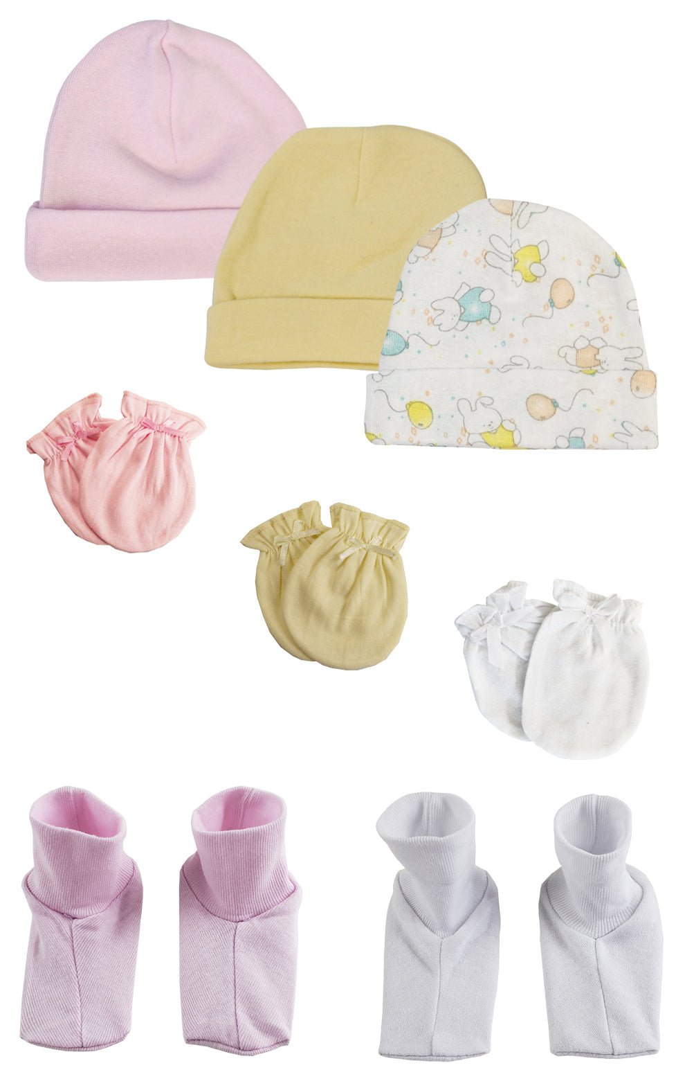 Boys Girls Caps, Booties and Mittens (Pack of 8) NC_0274