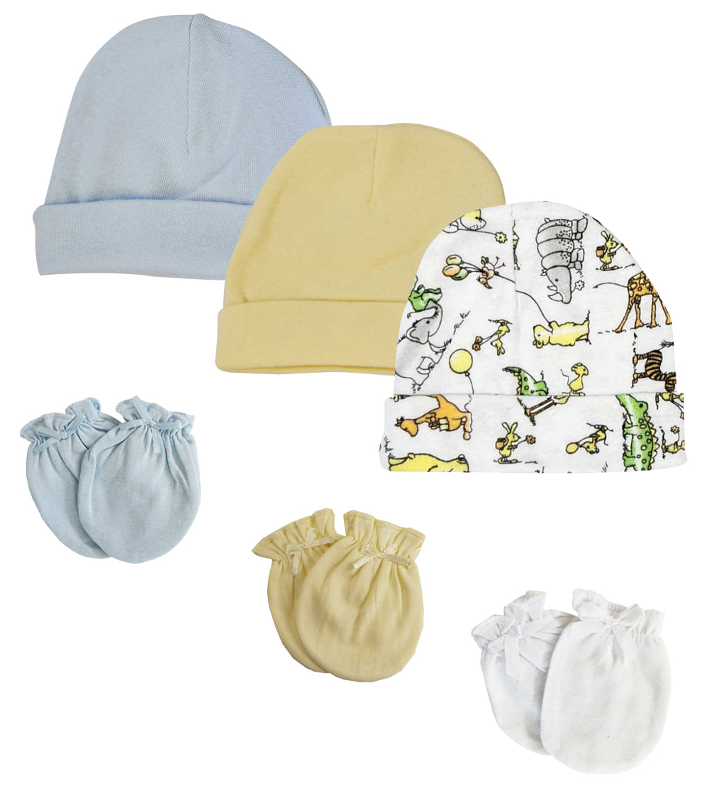 Boys Baby Caps and Mittens (Pack of 6) NC_0291