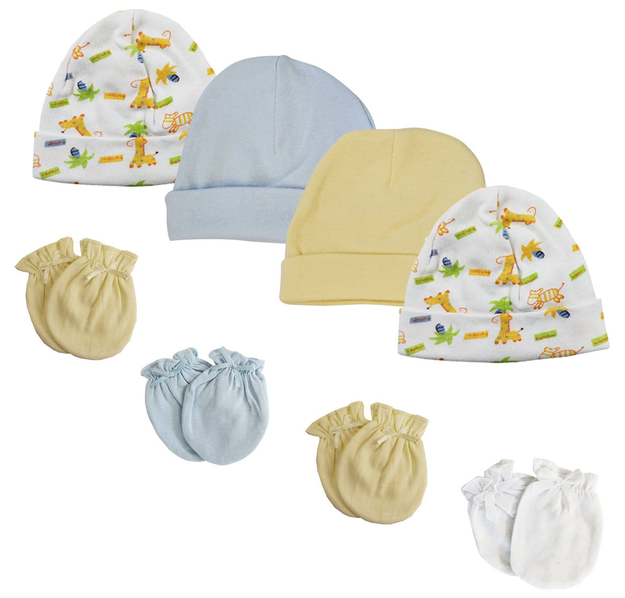 Baby Boy Infant Caps and Mittens (Pack of 8) NC_0312