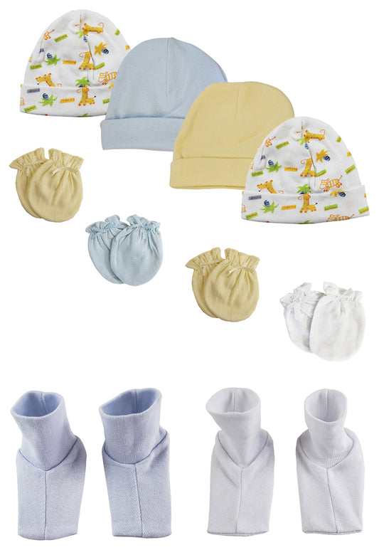 Baby Boy Infant Caps, Booties and Mittens (Pack of 10) NC_0313