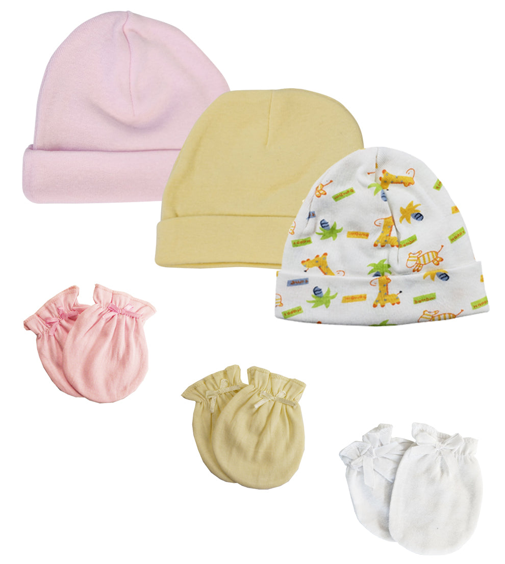 Baby Girl Infant Caps and Mittens (Pack of 6) NC_0324