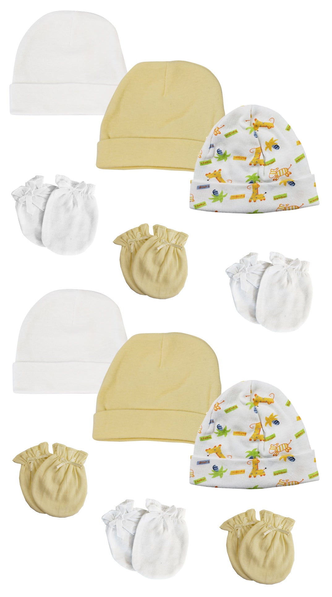 Baby Boy, Baby Girl, Unisex Infant Caps and Mittens (Pack of 12) NC_0331