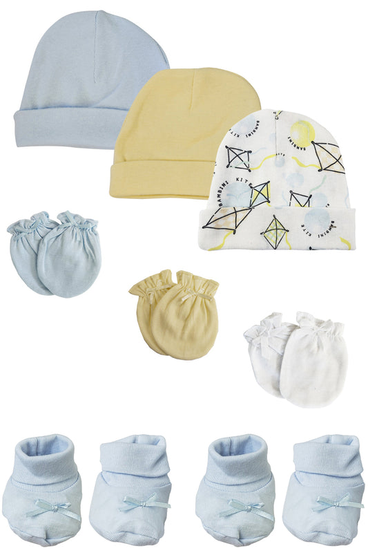 Preemie Baby Boy Caps with Infant Mittens and Booties - 8 Pack NC_0219