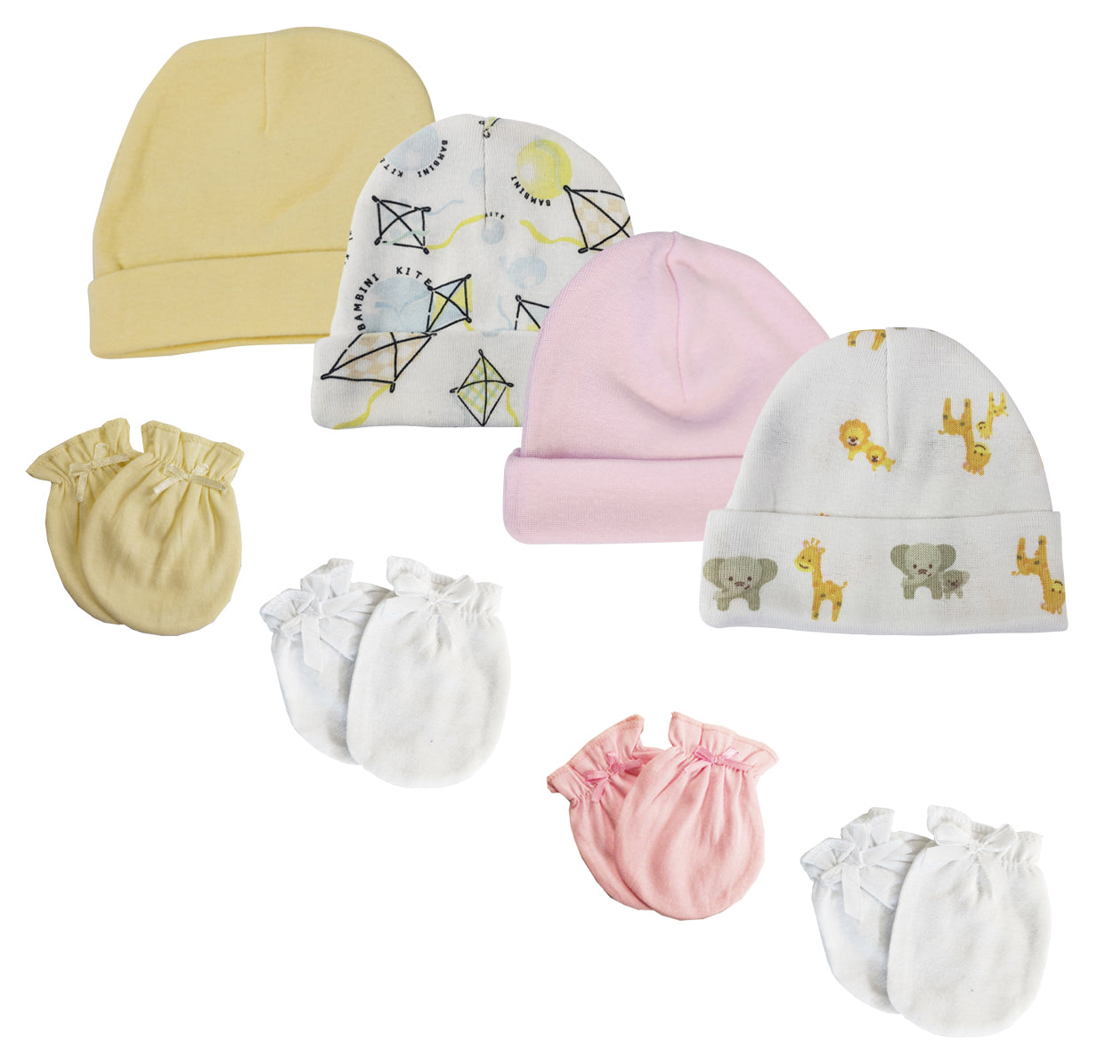 Baby Girls Caps and Mittens (Pack of 8) NC_0355