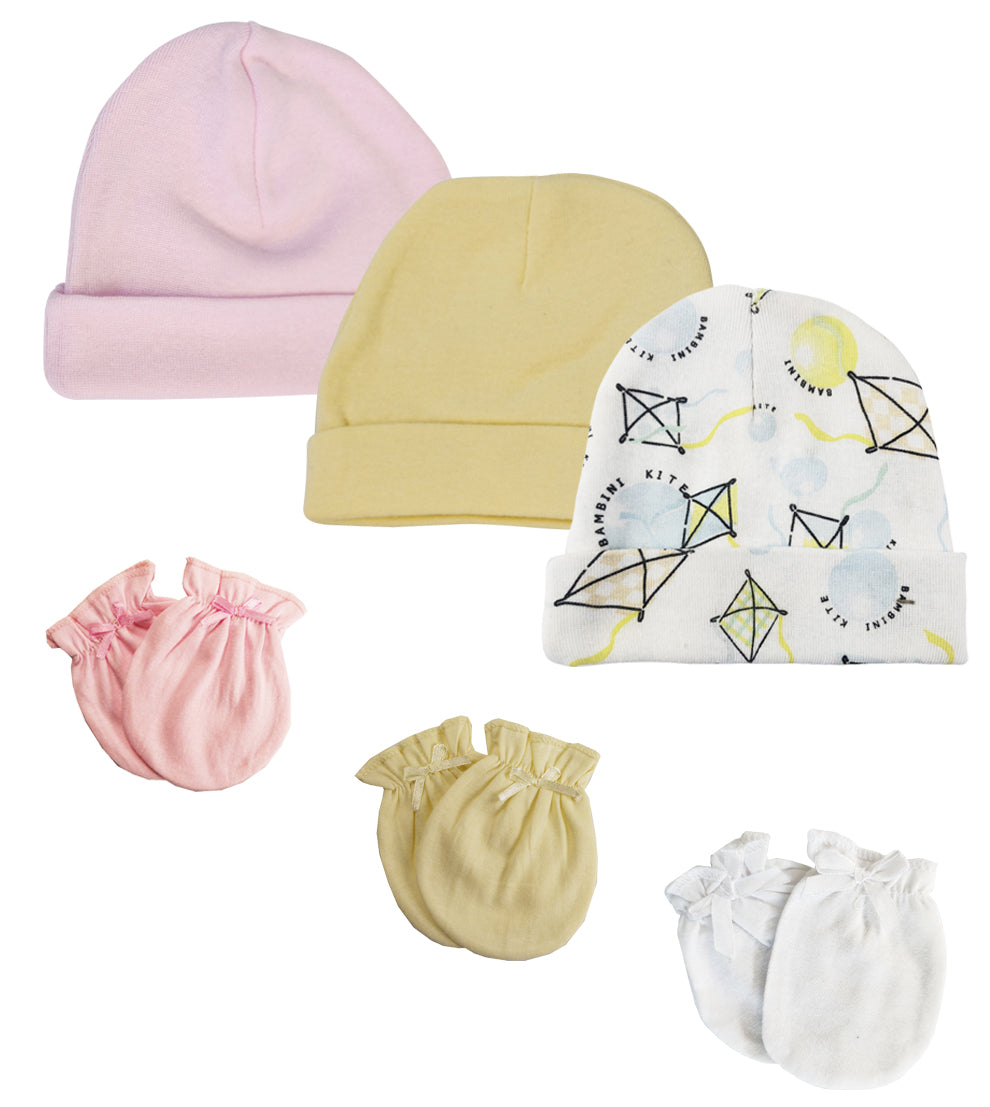 Baby Girls Caps and Mittens (Pack of 6) NC_0357