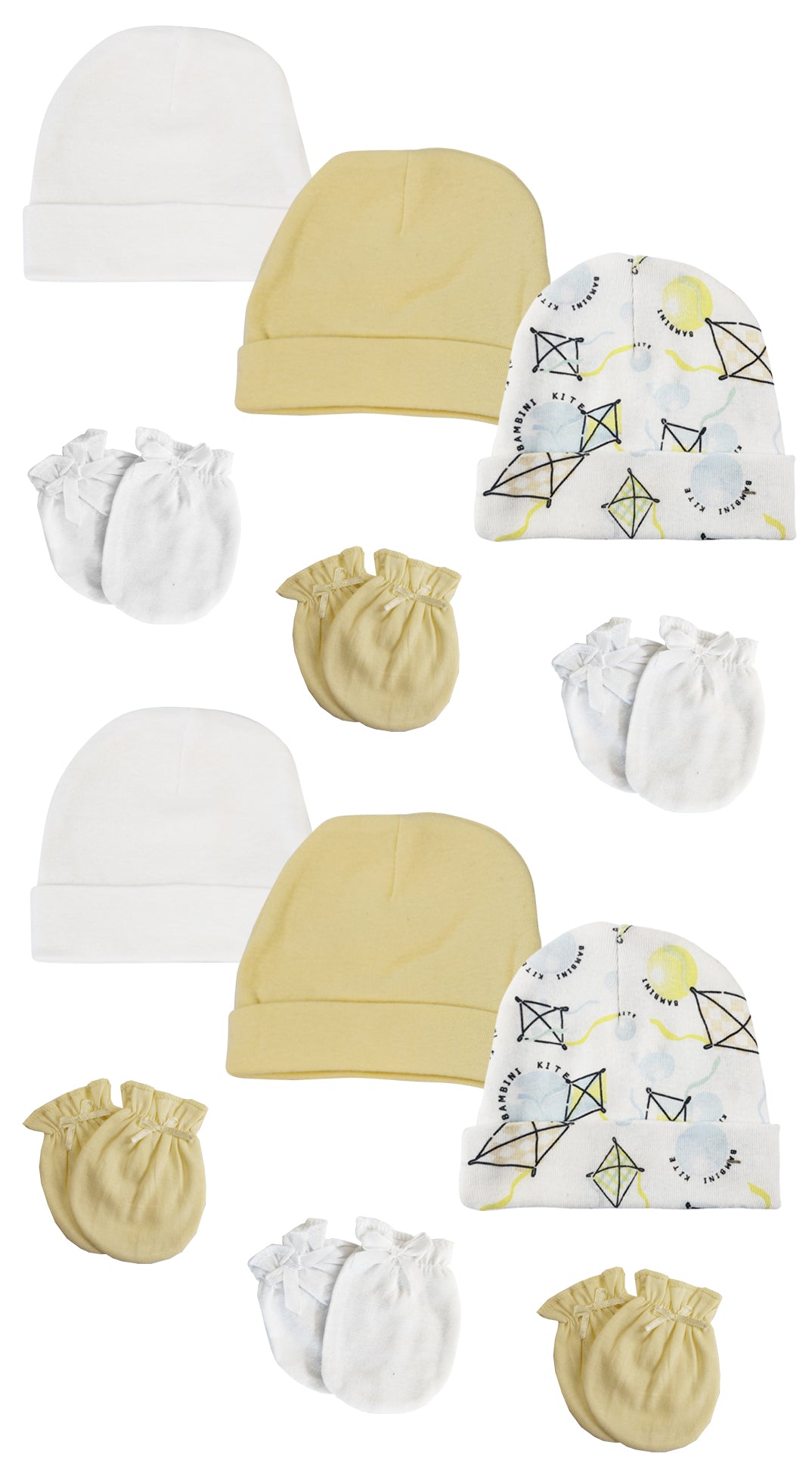Baby Boy, Baby Girl, Unisex Infant Caps and Mittens (Pack of 12) NC_0364