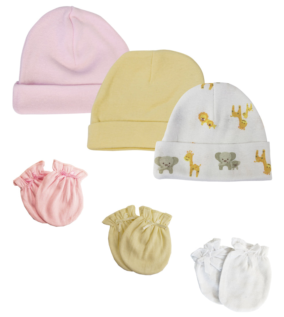 Baby Girls Caps and Mittens (Pack of 6) NC_0384