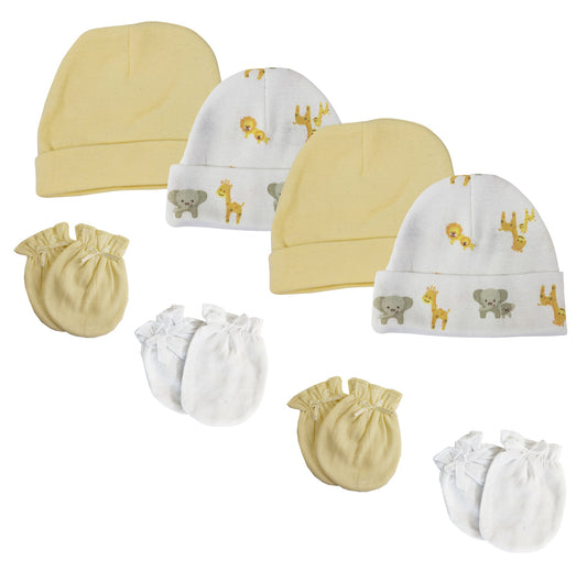 Baby Boy, Baby Girl, Unisex Infant Caps and Mittens (Pack of 8) NC_0394
