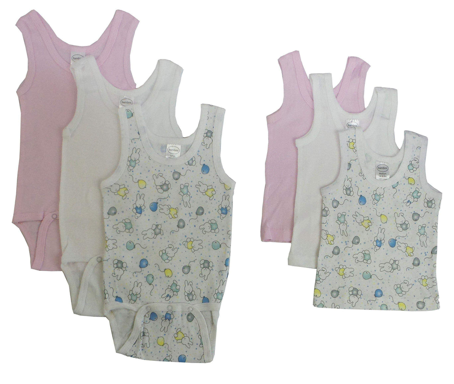 Bambini Girls Printed Tank and Onesies 6 Pack-Bambini-Baby,Baby Bodysuit,Baby Clothes,Baby Onesies,Body Suit,Body suits