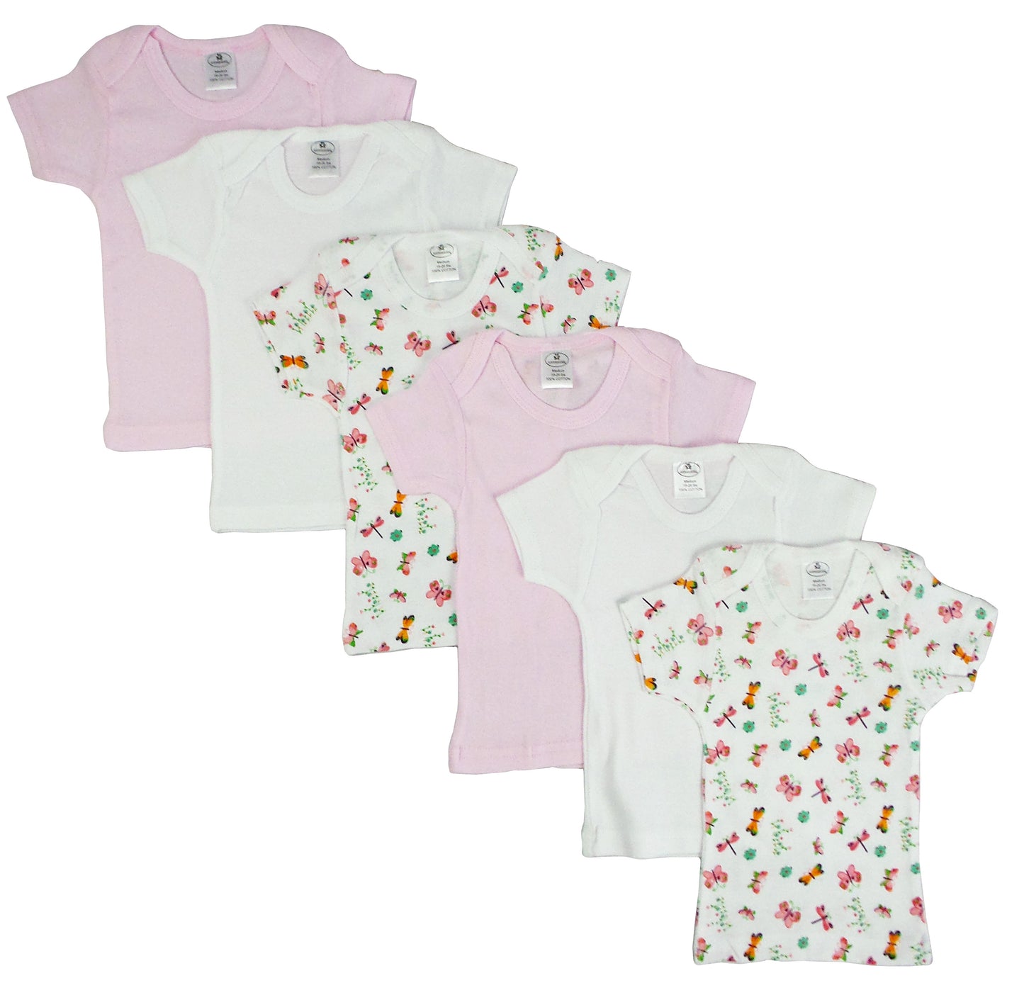 Girls Pastel Variety Short Sleeve Lap T-shirts 6 Pack 059_059