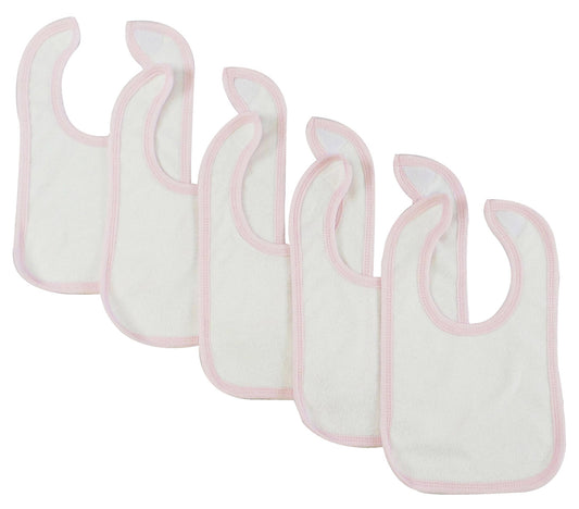 White Bib With Pink Trim (Pack of 5) Pink.1024.5.Packs