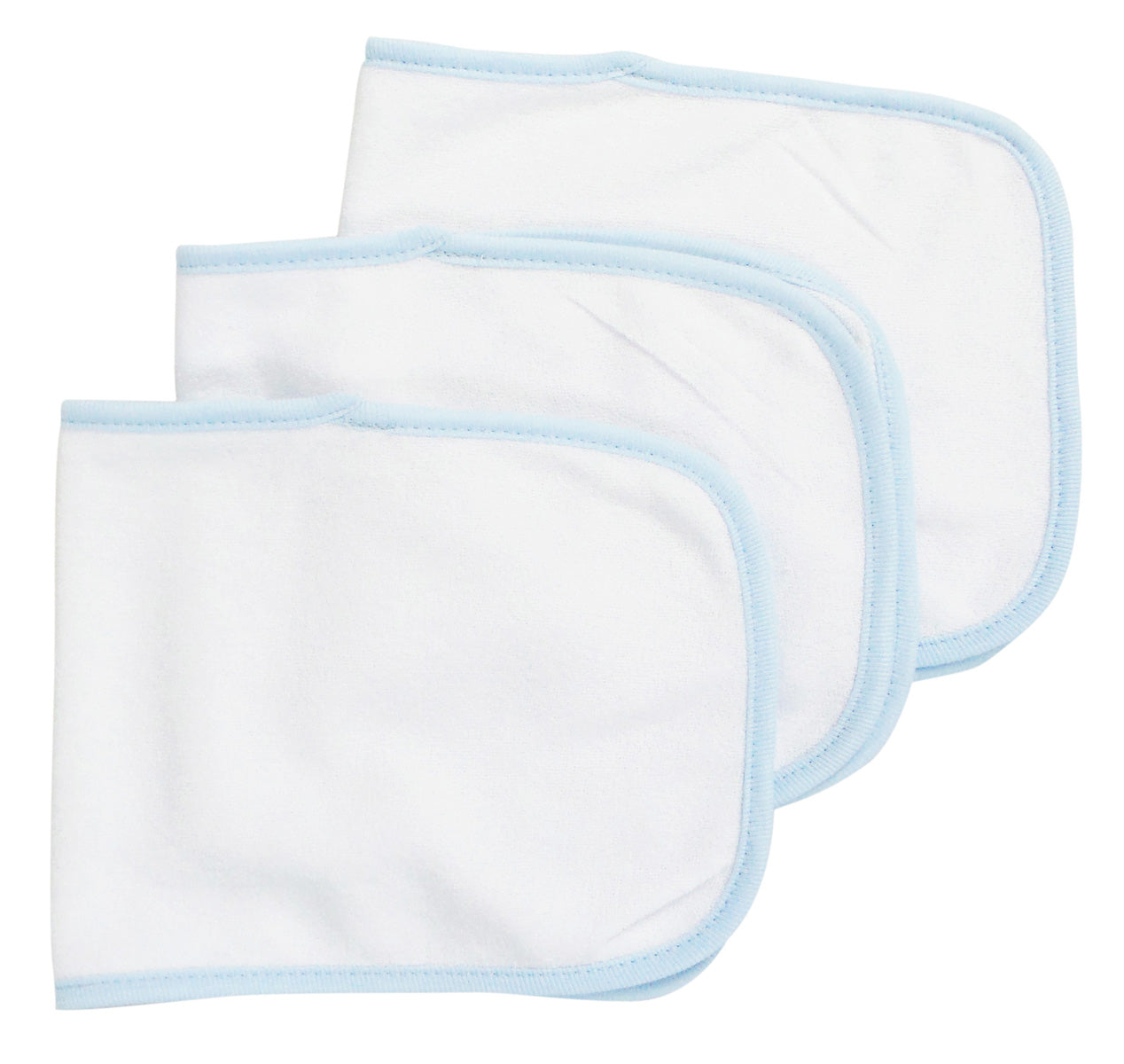 Baby Burpcloth With Blue Trim (Pack of 3) Blue.1025.3.Pack