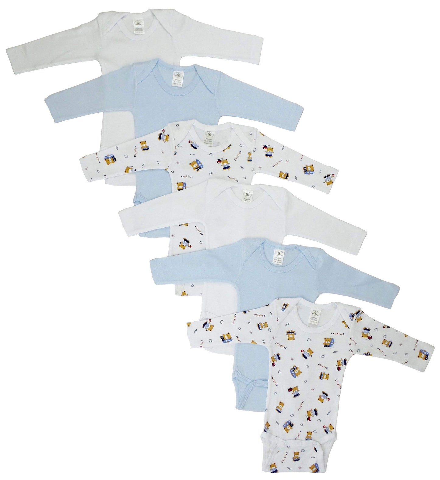 6 Pack Boy's Rib Knit Long Sleeve Onesie-Bambini-Baby Bodysuit,Baby Clothes,baby onesies,Body Suit