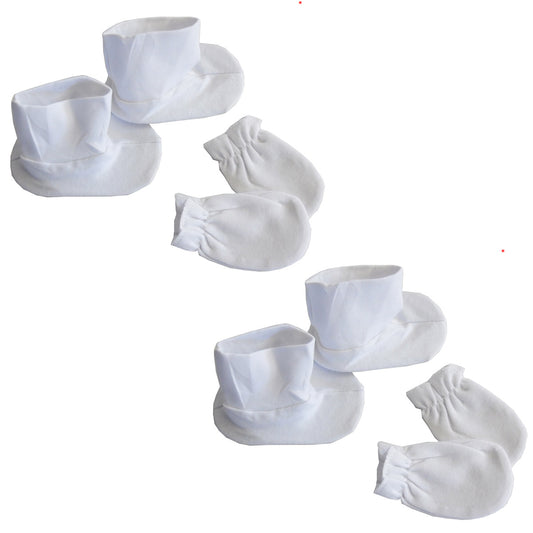 Infant Booties & Mitten Set White (Pack of 2) 110.2.Packs