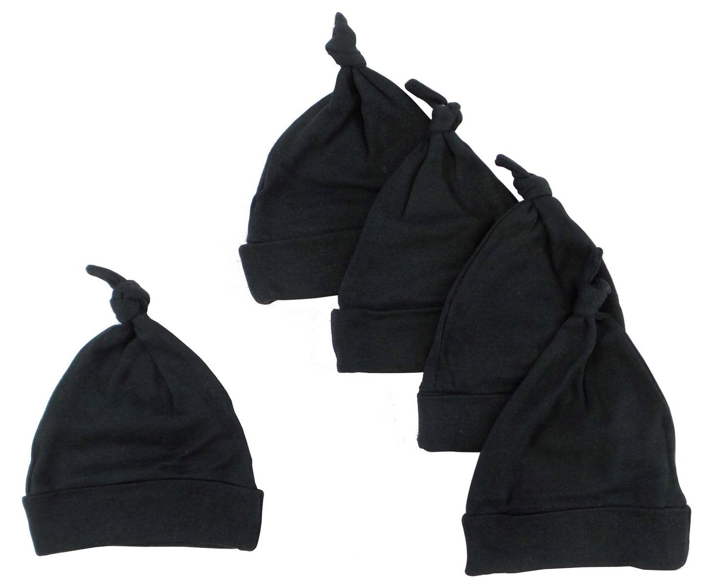 Black Knotted Baby Cap (Pack of 5) 1100-BLACK-5