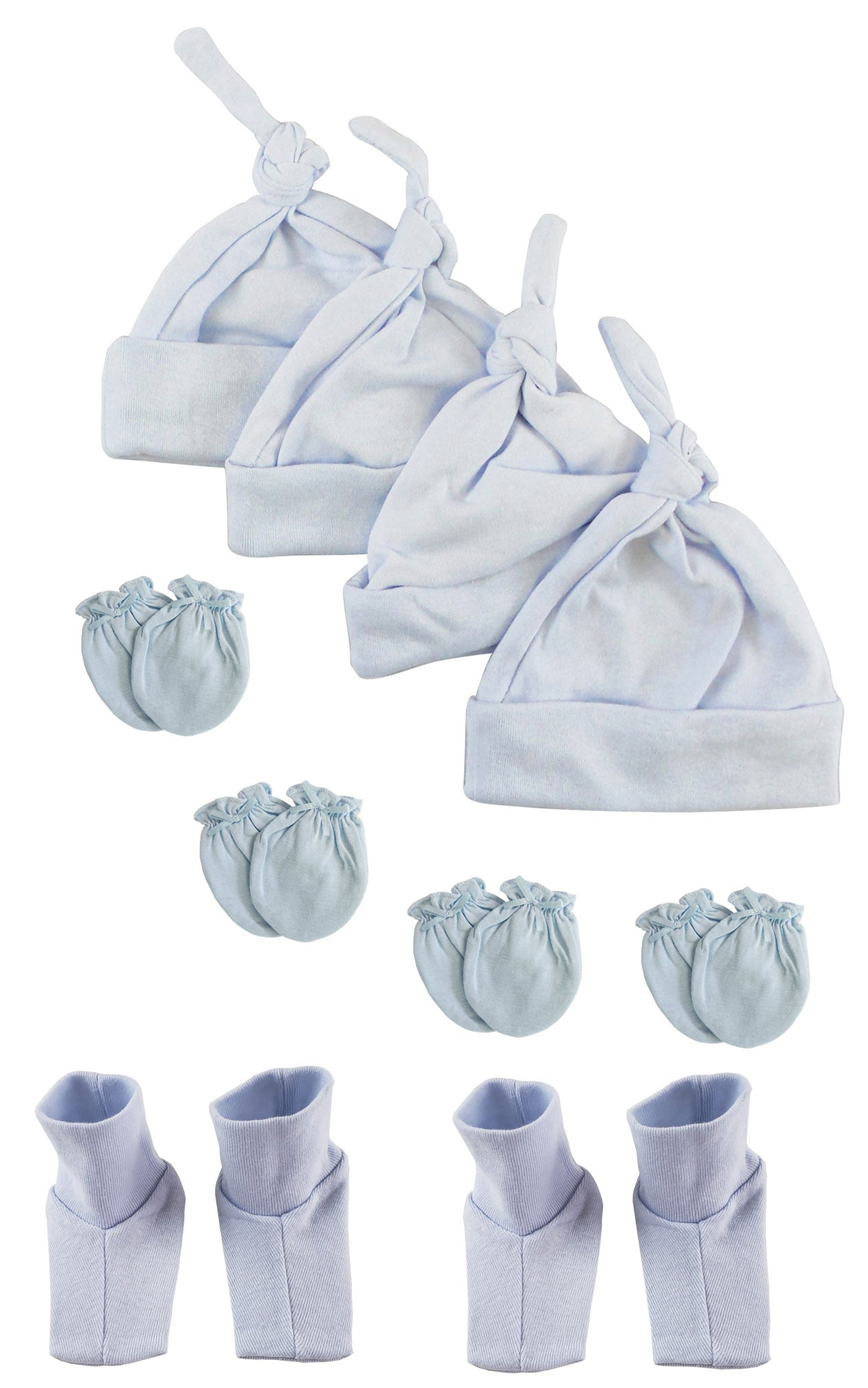 Boys Knotted Caps , Booties and Mittens - 10 Piece Set NC_0940