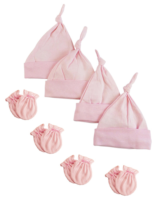 Girls Knotted Caps and Mittens - 8 Piece Set NC_0941