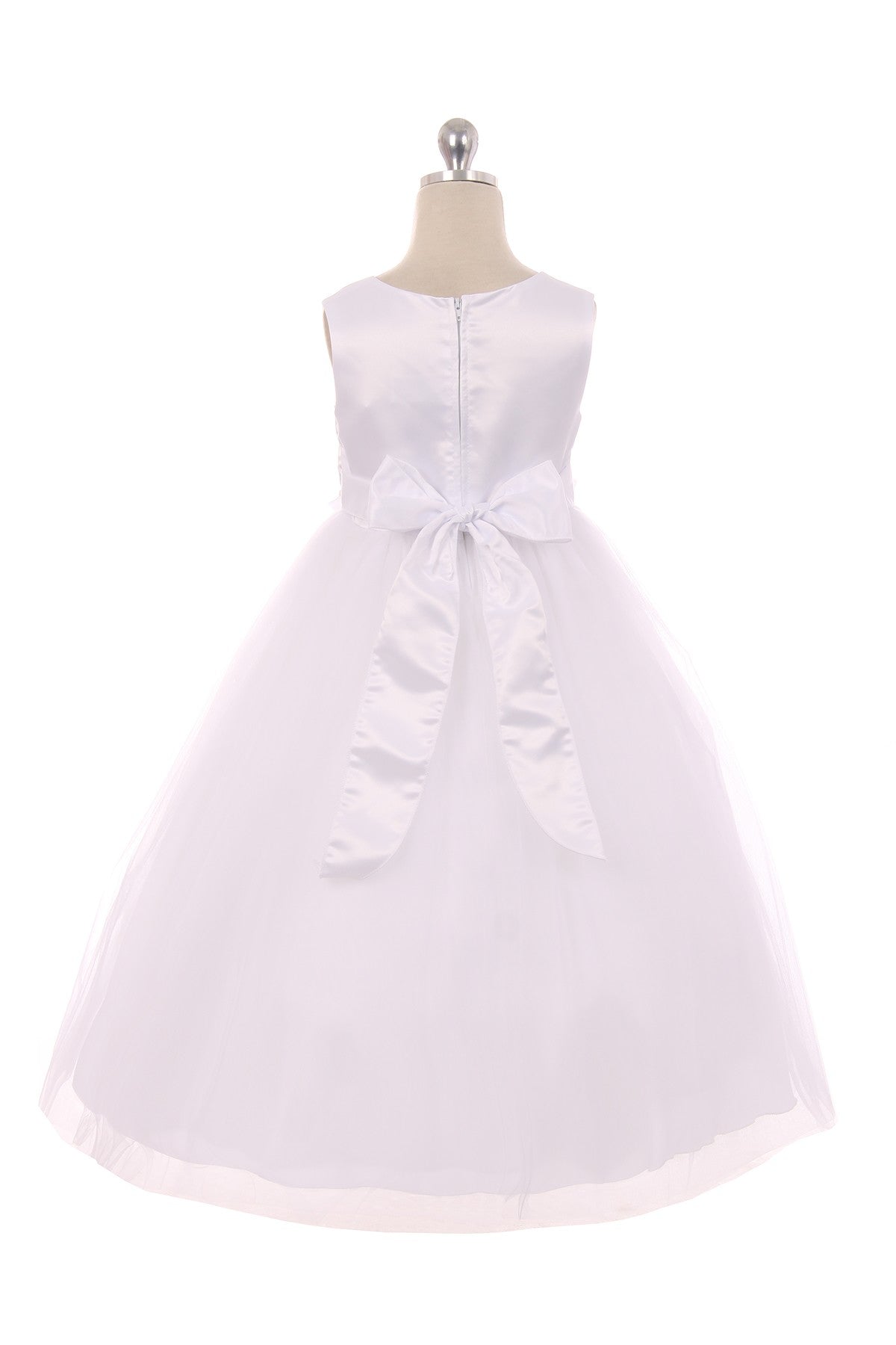 160B White Satin Flower Petal Girl Dress (1 of 2)