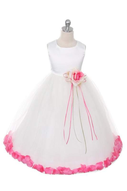 160B White Satin Flower Petal Girl Dress (2 of 2)