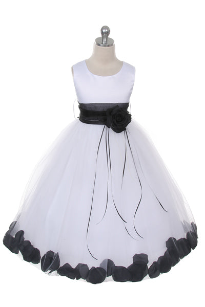 160B White Satin Flower Petal Girl Dress (1 of 2)