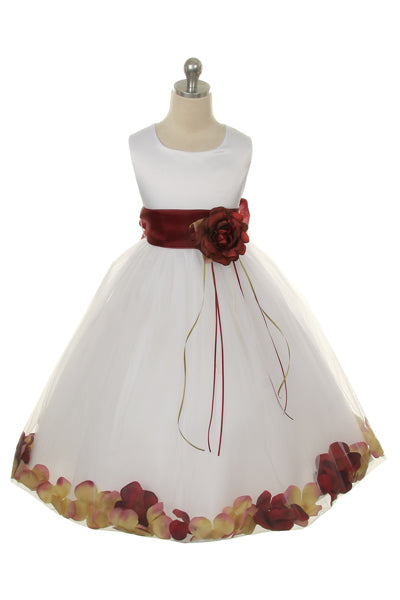 160B White Satin Flower Petal Girl Dress (1 of 2)