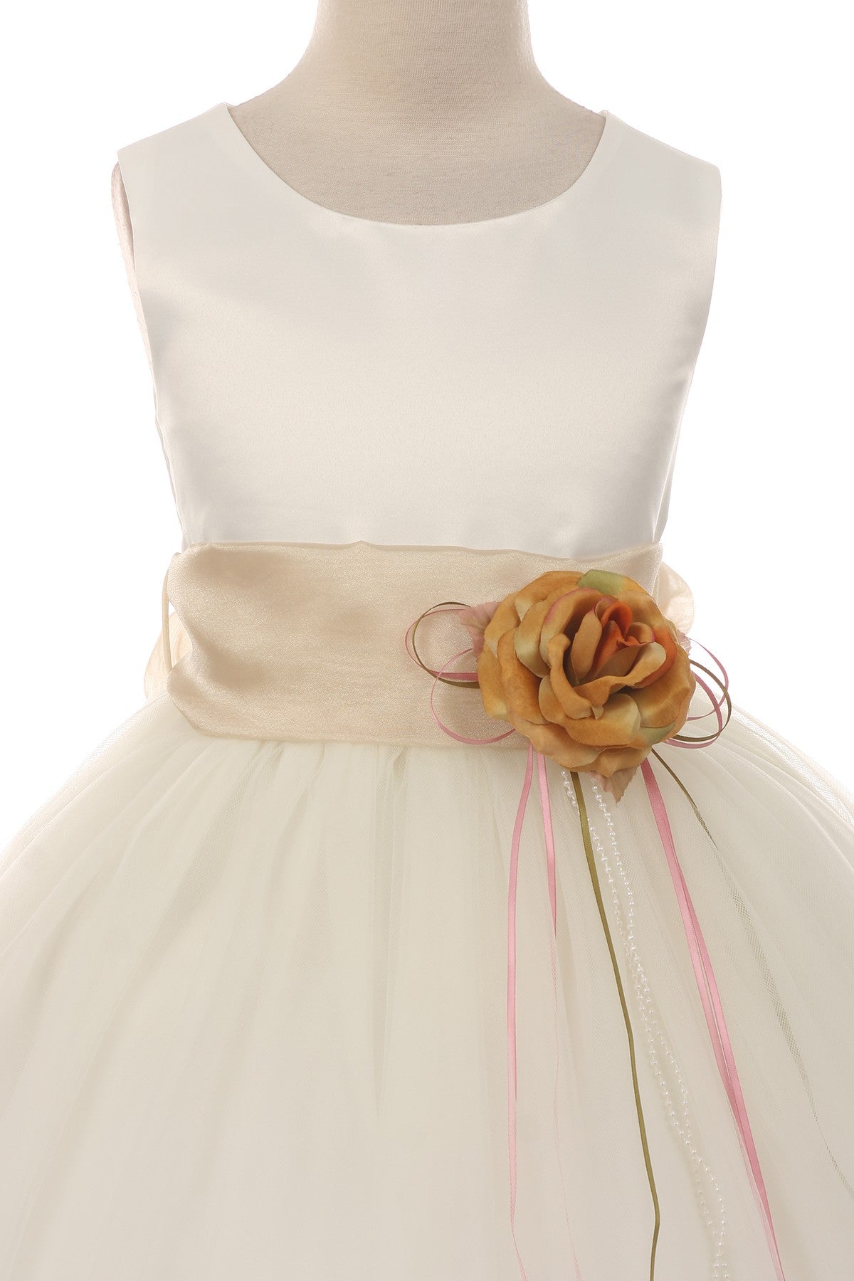 160B White Satin Flower Petal Girl Dress (1 of 2)