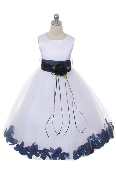 160B White Satin Flower Petal Girl Dress (1 of 2)