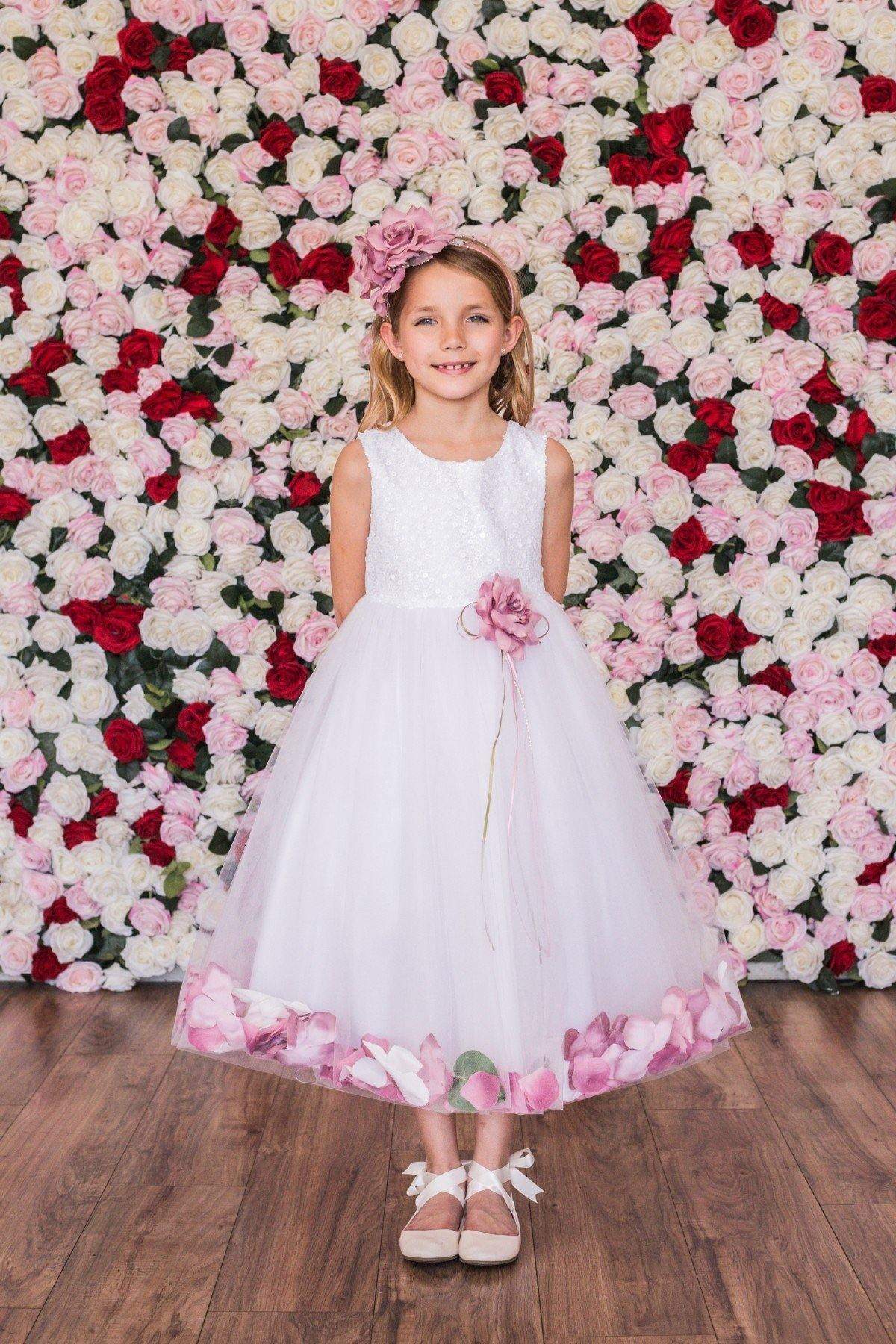 Sequin Top Petal Dress (1of2)-Kid's Dream-big_girl,fabric_Sequin,flower-girl-dresses,girl-dress,length_Tea Length,meta-related-collection-shop-the-outfit-girls,sequin,size_02,size_04,size_06,size_08,size_10,size_12,size_14