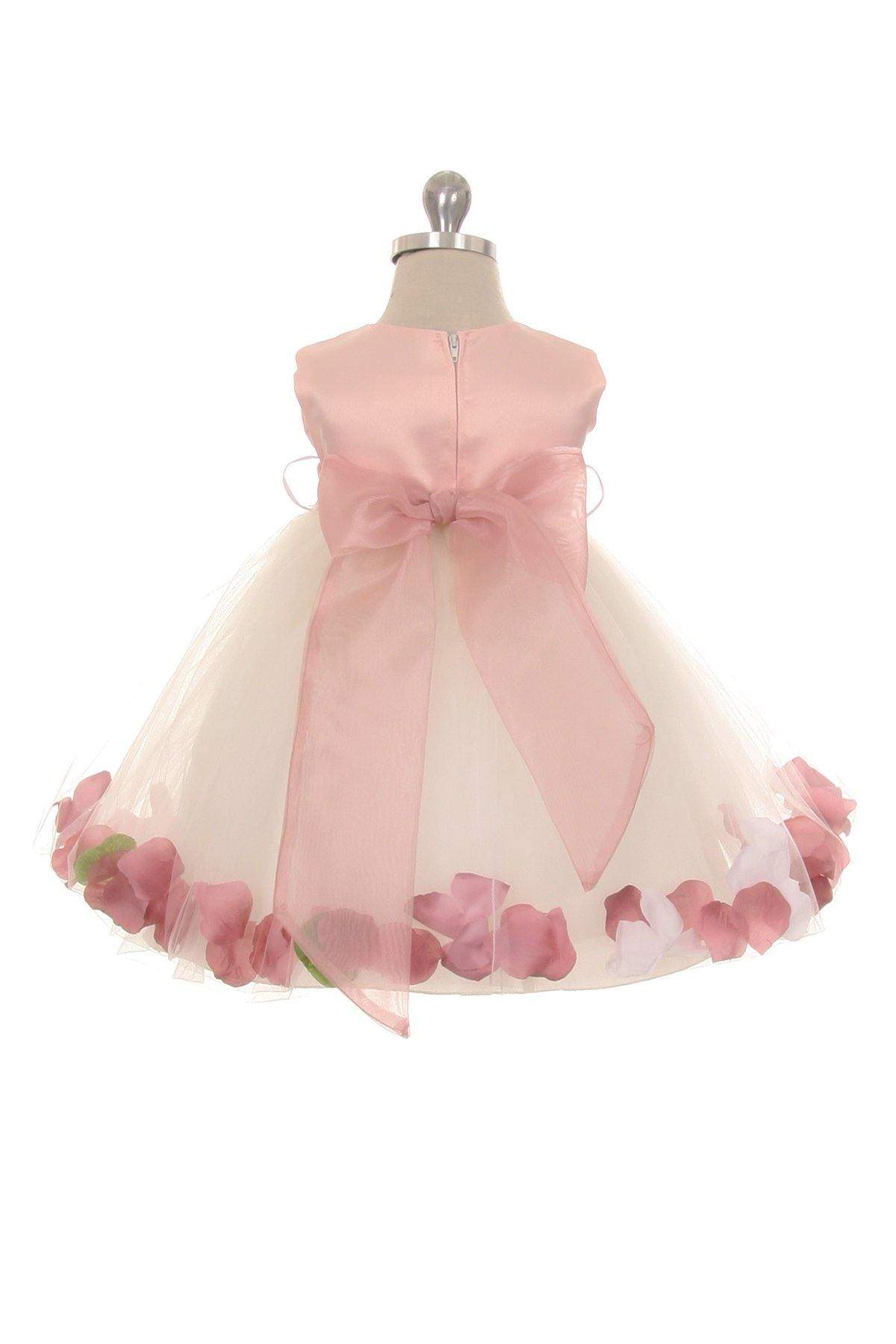 Satin Flower Petal Dress for Baby (1 Color)-Kid's Dream-baby-dress,baby_girl,color_Dusty Rose,color_Ivory,color_White,fabric_Satin,fabric_Tulle,meta-related-collection-shop-the-outfit-baby,Pink-collection,size_L-18 Months,size_M-12 Months,size_S-6 Months,size_XL-24 Months