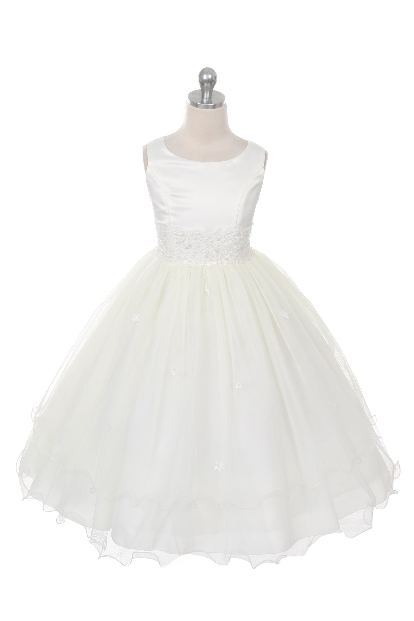 198 Lace Trim Long Tulle Dress