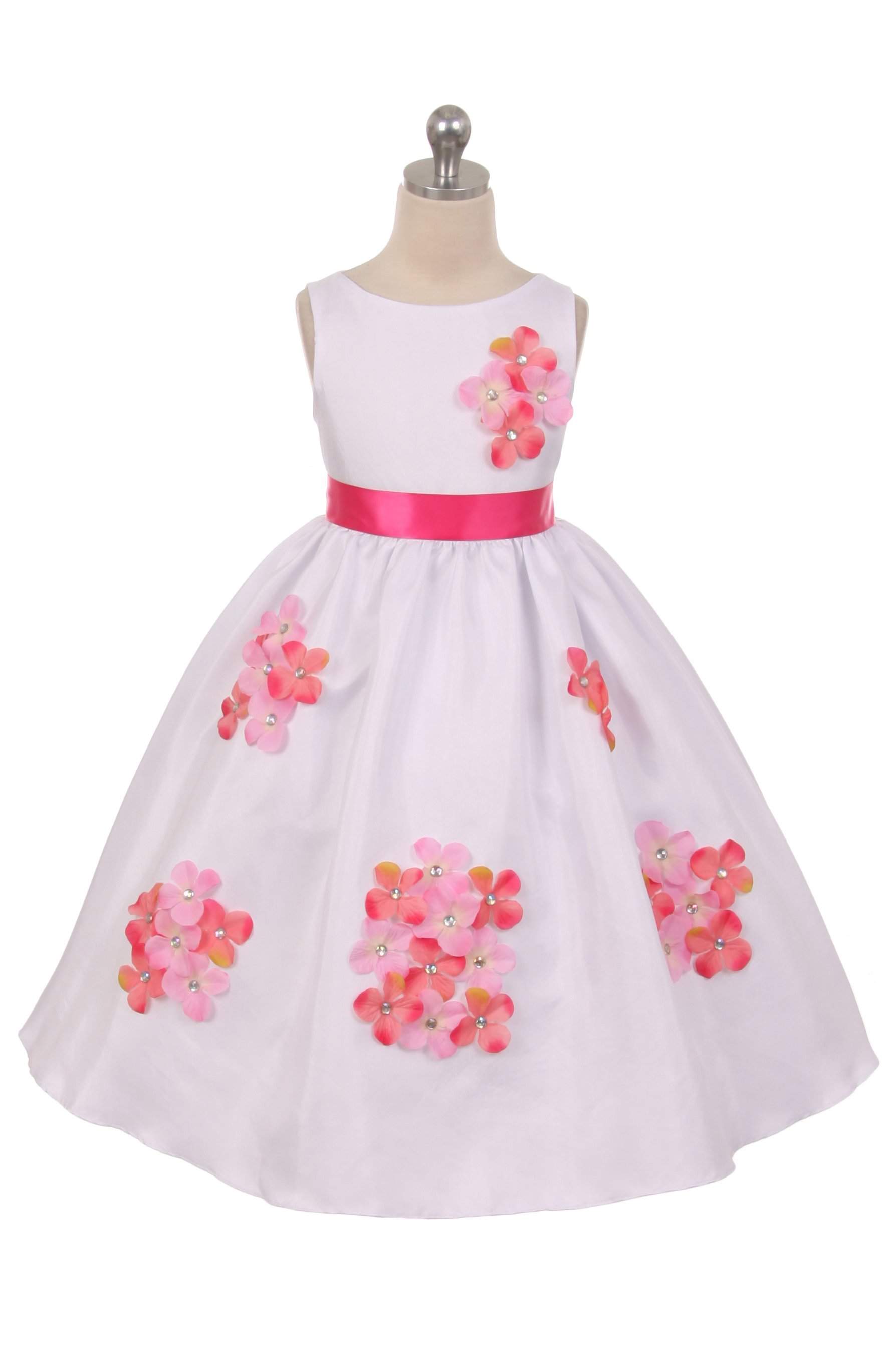 Shantung Dress Decorated with Flower Petals 2-14-Kid's Dream-1_2,3_4,5_6,7_8,big_girl,color_Blue,girl-dress,length_Tea Length,little_girl,meta-related-collection-shop-the-outfit-girls,Pink-collection,size_02,size_04,size_06,size_08,size_10,size_12,size_14